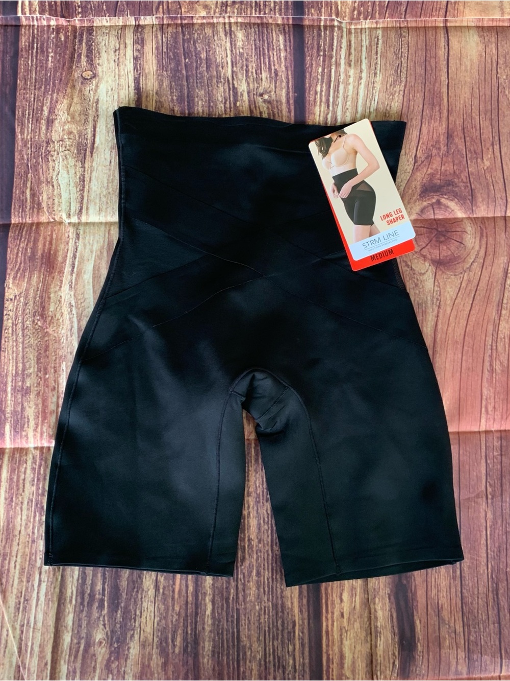 NWT STRM LINE Women's Long Leg Stretch Black Anti-Chafing Shaper Shorts Size: M